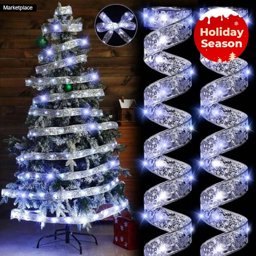Mostrar detalles de Cinta decorativa navideña con luz led Imagen de Cinta decorativa navideña con luz led